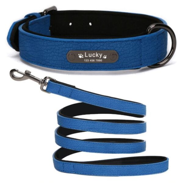 Halsband met naam voor honden donker blauw