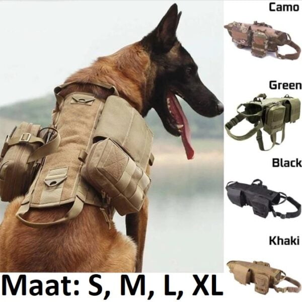 Militair hondentuigje met hondenrugzak