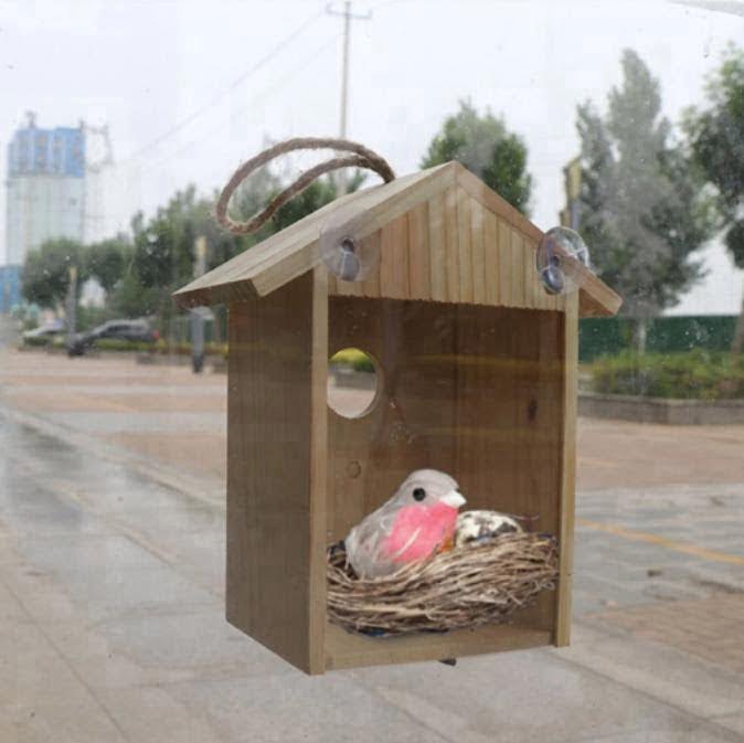 Vogelhuis met Glazen Achterkant en Zuignappen - Om uw te plakken - huisdier-online.nl
